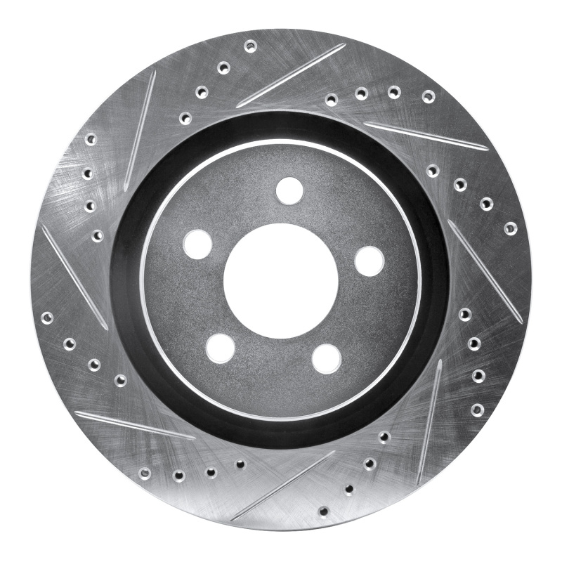 Jeep Liberty Brake Rotor (1) - Front Left - R1 Concepts - Drilled & Slotted - Silver - `11-`12